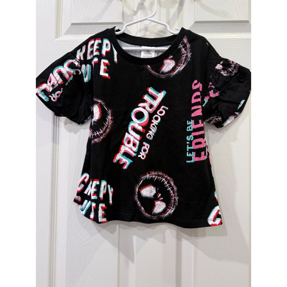 Disney Nightmare Before Christmas Jack Skellington Ruffle Sleeve Shirt Kids Med